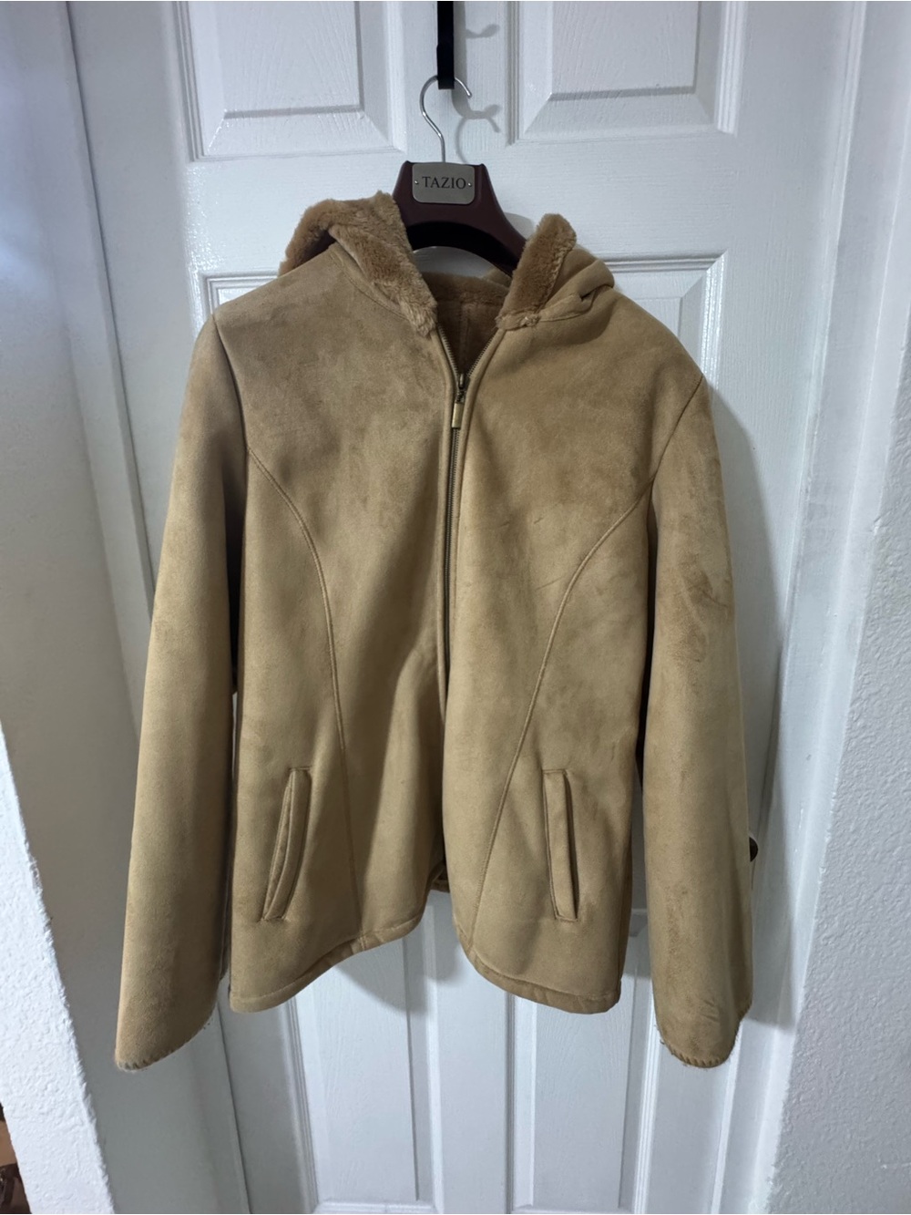 Marvin Richards Hooded Teddy Shearling Jacket - Tan